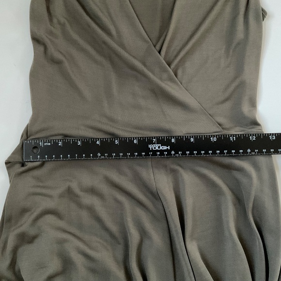 Banana Republic 100% Silk Faux Wrap Midi Dress Sz S Brown Quiet Luxury Classic - Picture 4 of 7